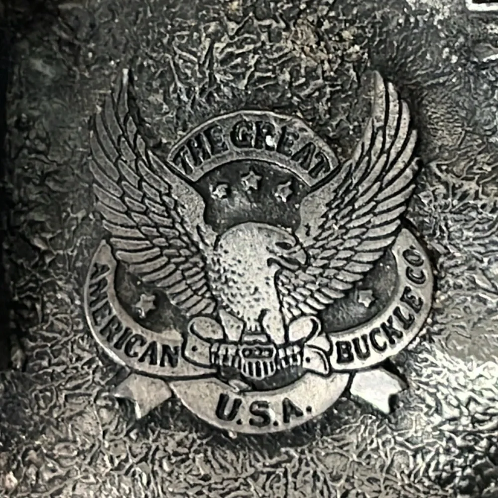 Leaping Buck & Doe Belt 32 Tooled Leather USA Vintage 80s